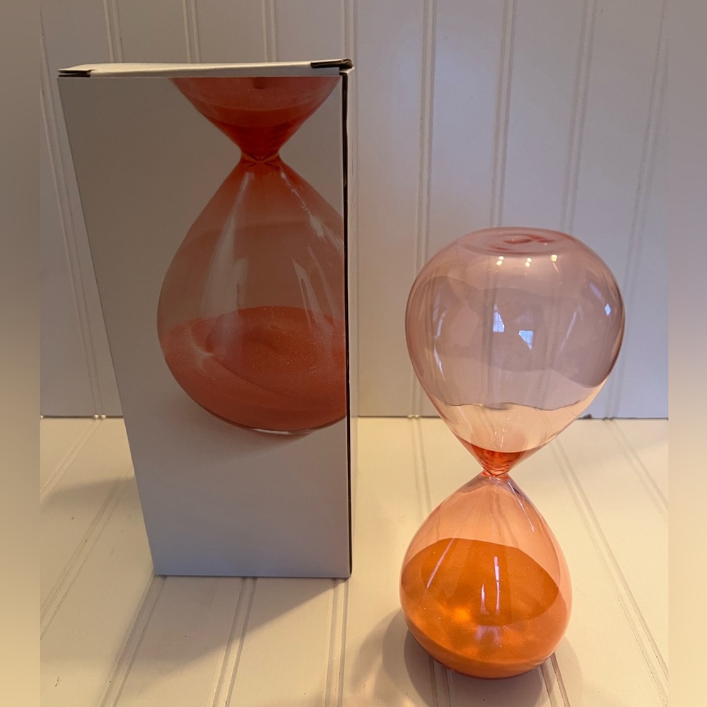 NWT DesignWorks Ink Hourglass 30-minute Retro Glass Timer Peach